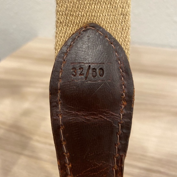 YRI Canvas Golf Belt Size 32/80 Blue Down Hill Mountain Skier Embroidery Brass - Picture 5 of 9